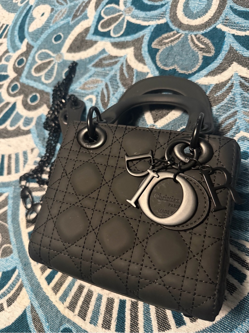 Dior Matte Black Quilted Mini Lady Bag with Chain Strap - Picture 5 of 6